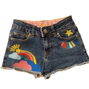 EUC Boden Girls Embroidered Denim Shorts